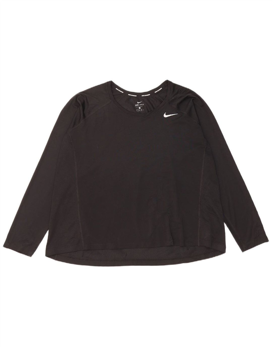 Nike Dri Fit Top manica lunga da donna UK 22 3XL poliestere nero