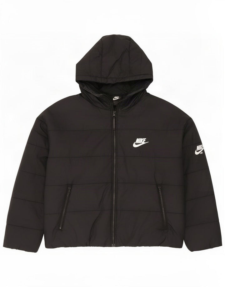 Giacca imbottita con cappuccio grafica oversize da donna Nike UK 16 grande nera
