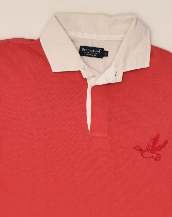 BROOKSFIELD Mens Polo Shirt IT 48 Small Red Cotton | Vintage Brooksfield | Thrift | Second-Hand Brooksfield | Used Clothing | Messina Hembry 