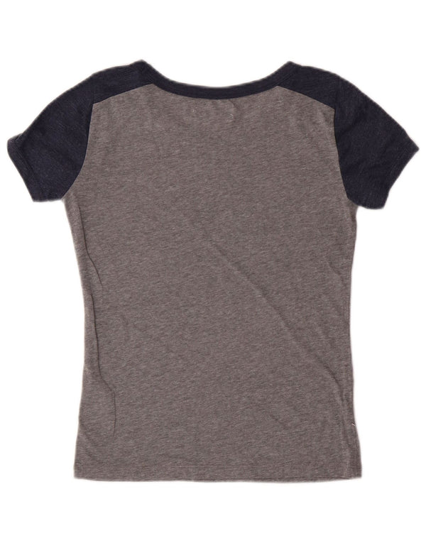 T-shirt grafica da donna HOLLISTER Top UK 6 XS in cotone color block grigio