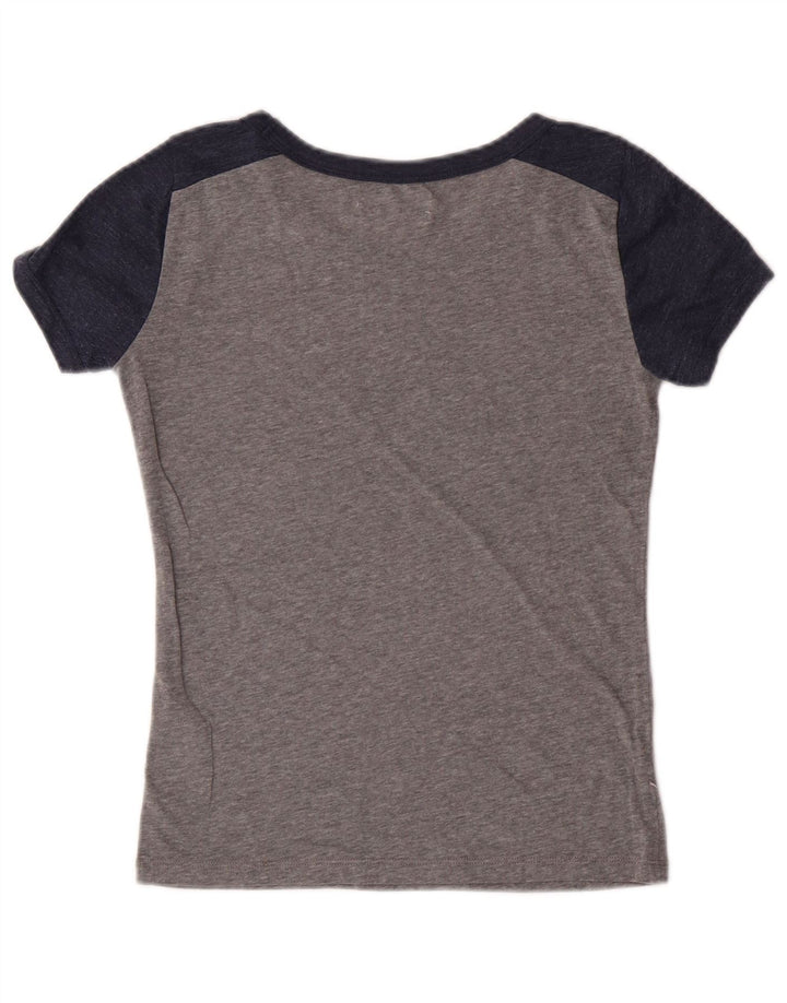 T-shirt grafica da donna HOLLISTER Top UK 6 XS in cotone color block grigio