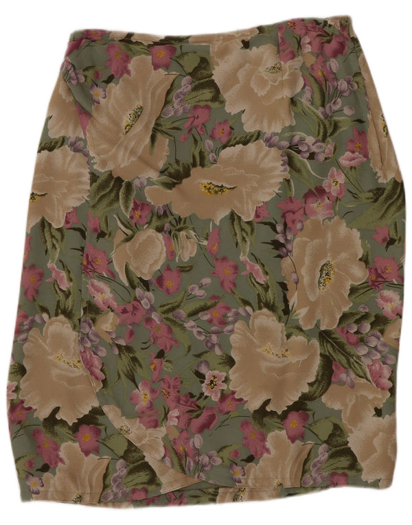 Gonna midi da donna Blunauta IT 38 XS W28 Verde floreale in seta
