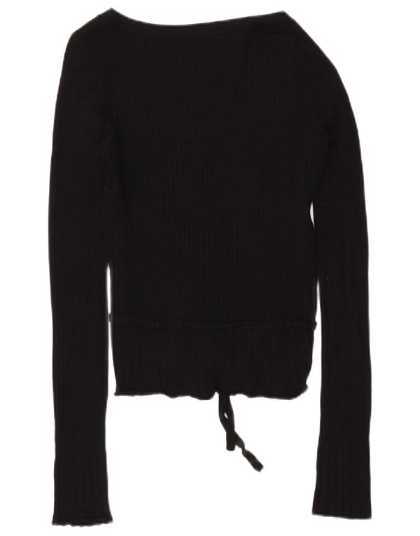 Top Zara da donna a maniche lunghe UK 14 Large Rayon nero