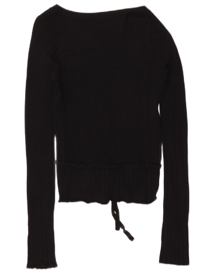 Top Zara da donna a maniche lunghe UK 14 Large Rayon nero
