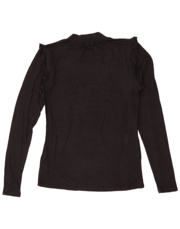 Guess Top grafico da donna a maniche lunghe UK 10 Small in viscosa nera