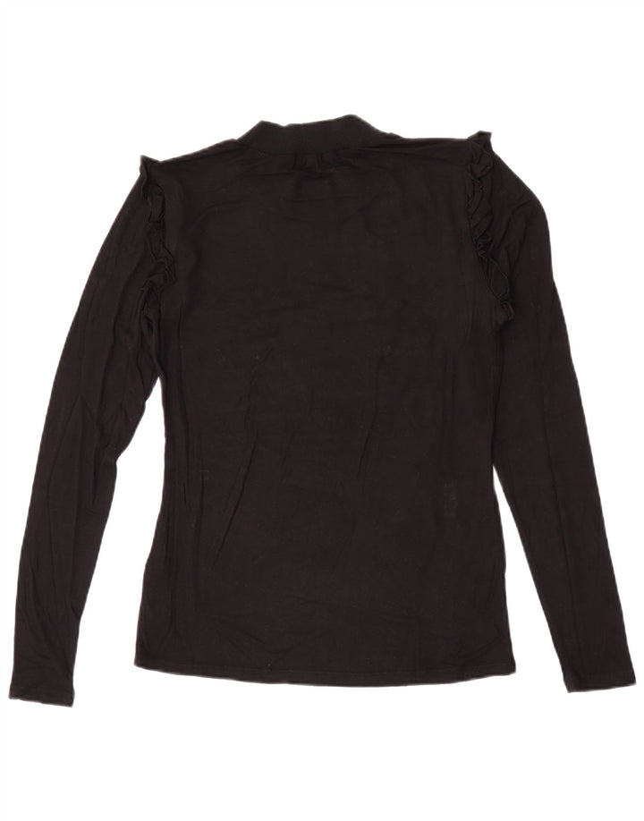 Guess Top grafico da donna a maniche lunghe UK 10 Small in viscosa nera