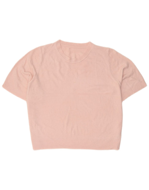 Maglione maglione girocollo a maniche corte da donna Marks & Spencer UK 24 4XL Rosa