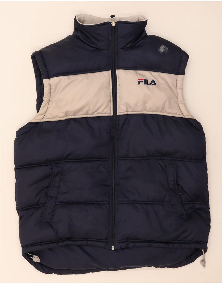 Gilet imbottito da uomo Fila UK 38 medio blu navy color block in poliammide