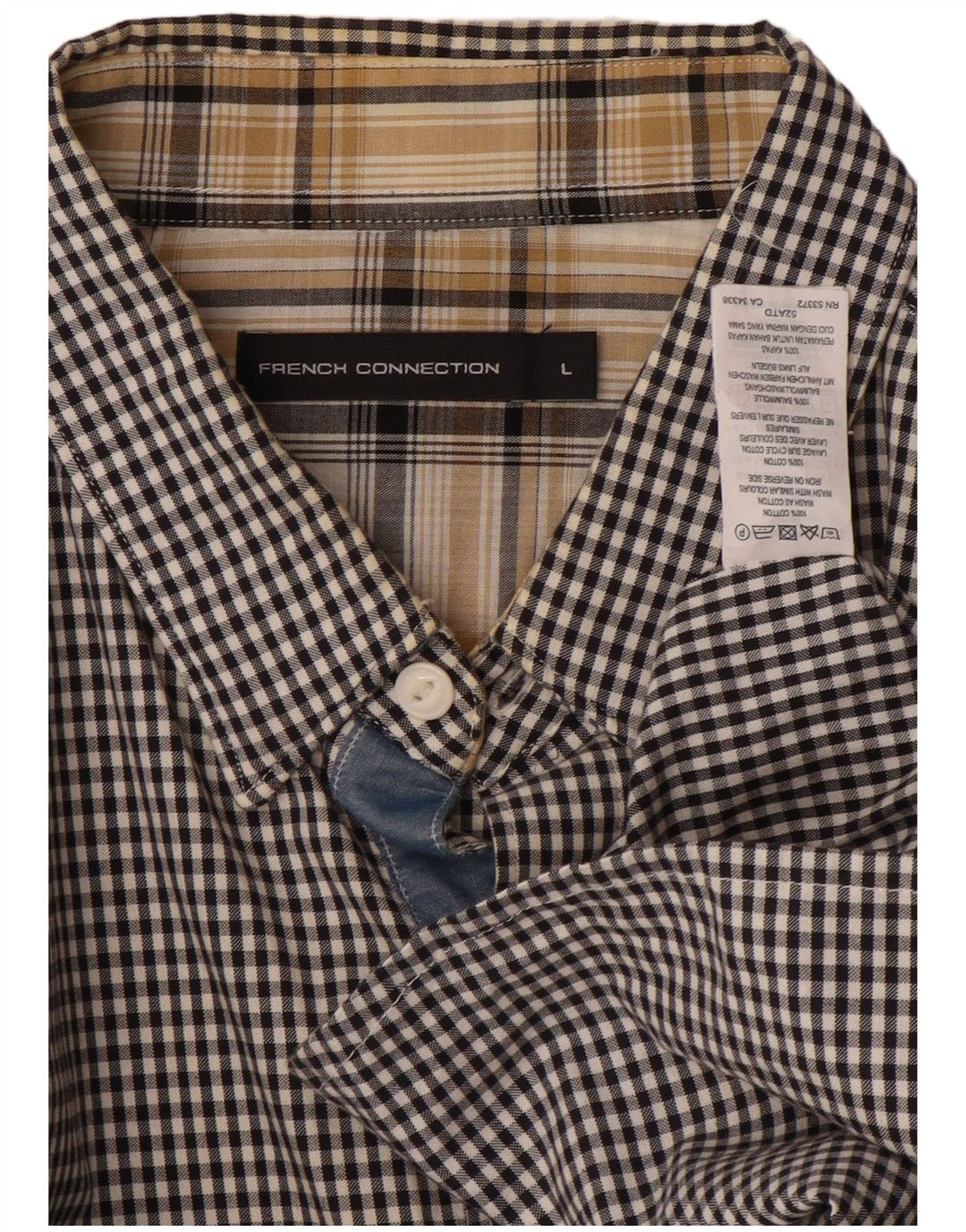 FRENCH CONNECTION Camicia da uomo grande in cotone a quadretti nero