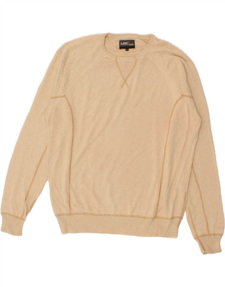 LEE Mens Crew Neck Jumper Sweater Large Beige Wool Vintage Lee and Second-Hand Lee from Messina Hembry 