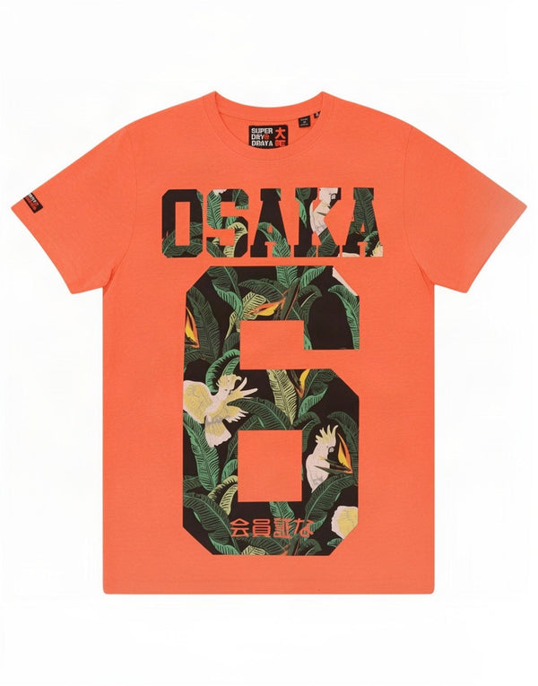 T-shirt grafica da uomo Superdry Osaka Top in poliestere arancione medio