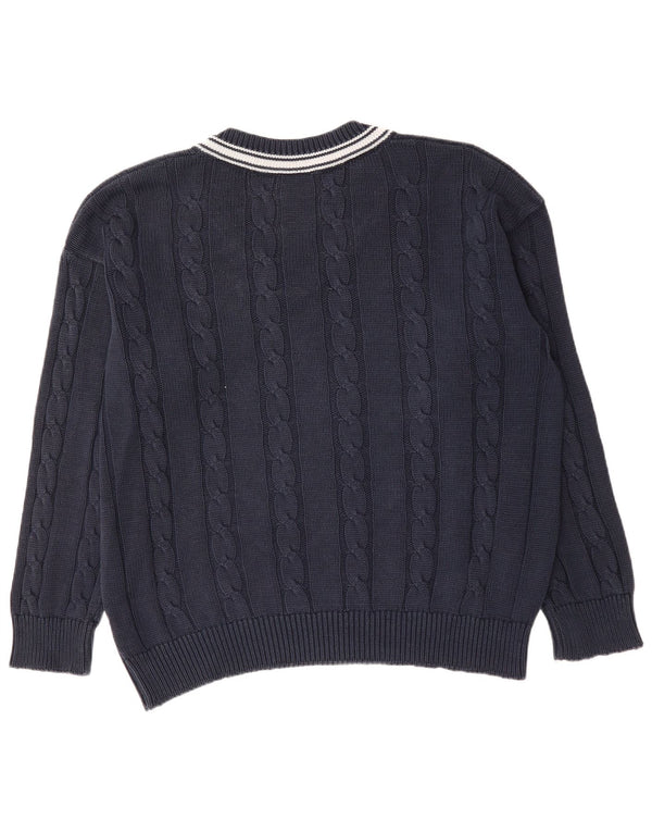 LACOSTE Maglione da uomo con scollo a V taglia 6 XL in cotone blu navy