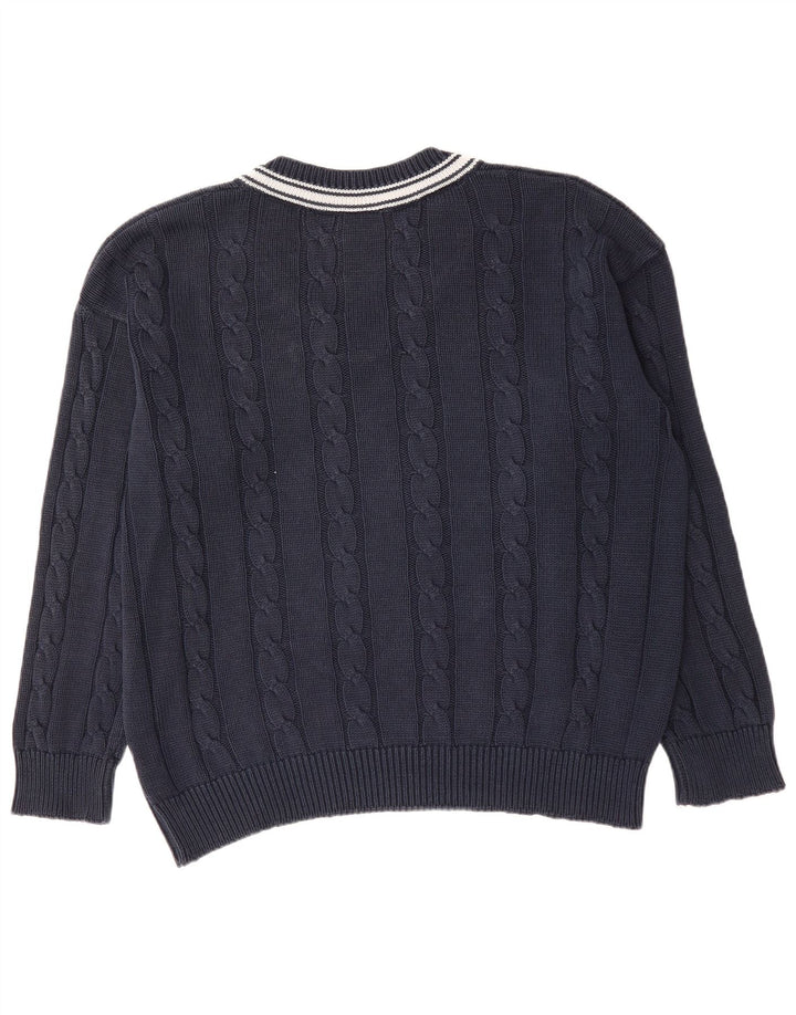 LACOSTE Maglione da uomo con scollo a V taglia 6 XL in cotone blu navy