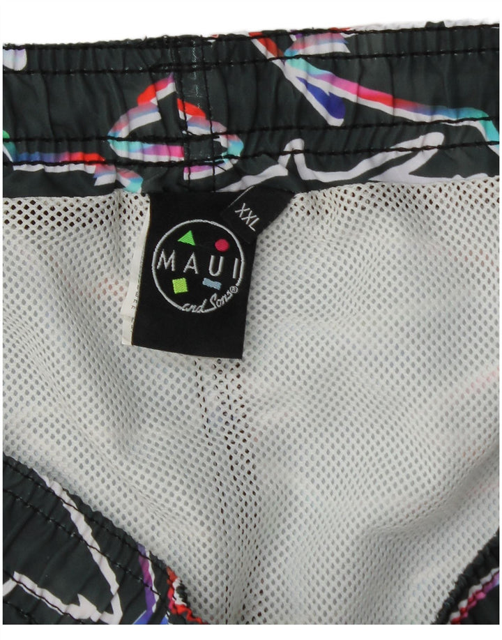 MAUI AND SONS Mens Abstract Pattern Swimming Shorts 2XL Green Polyester