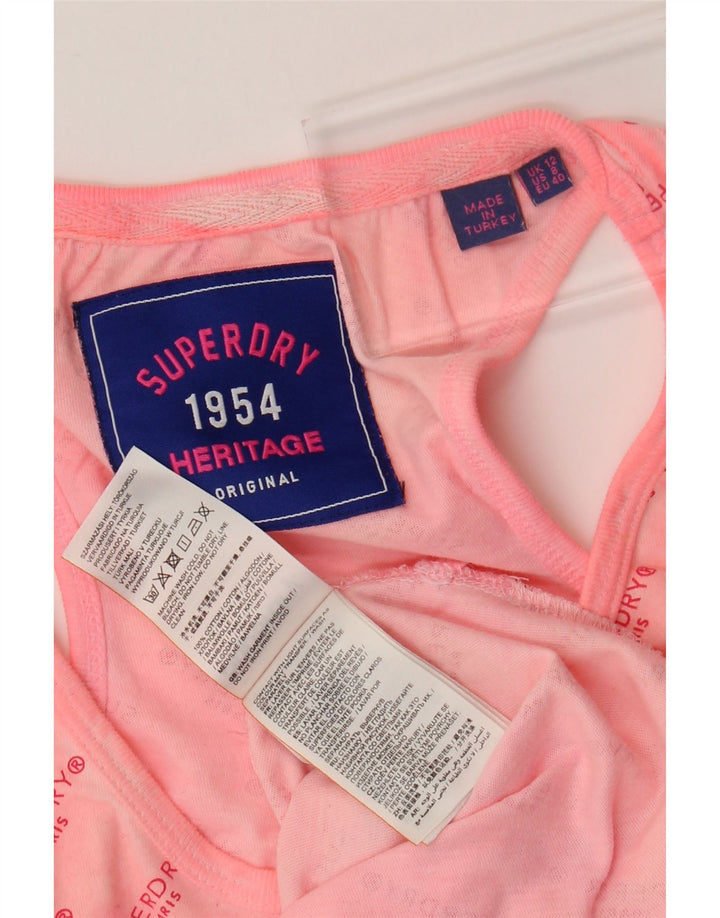 Canottiera grafica da donna SUPERDRY Heritage UK 12 cotone rosa medio