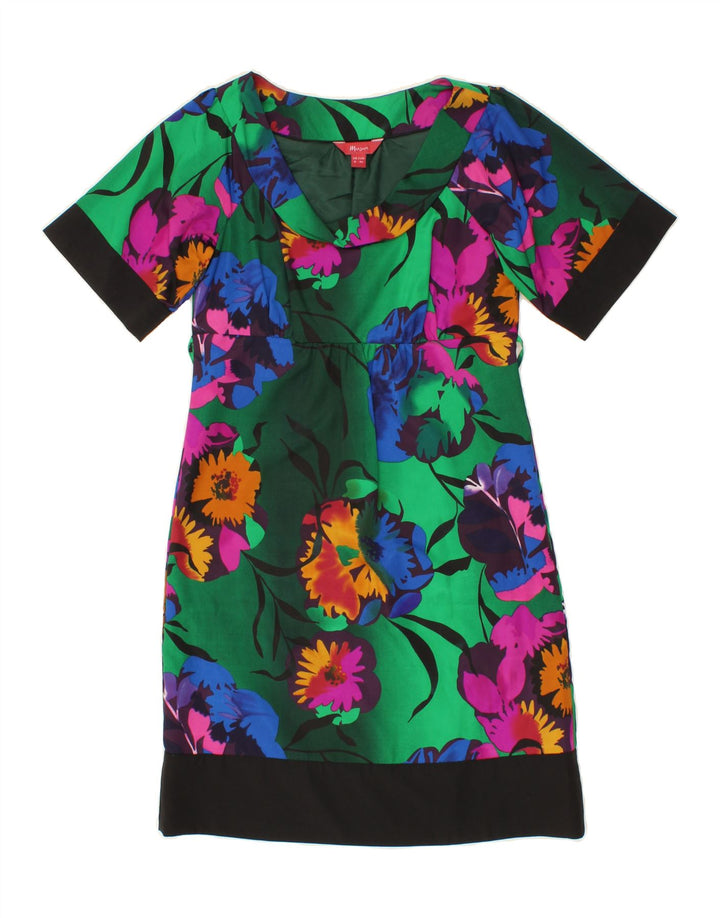 MONSOON Womens Graphic Shift Dress UK 8 Small Green Floral Polyester Vintage Monsoon and Second-Hand Monsoon from Messina Hembry 
