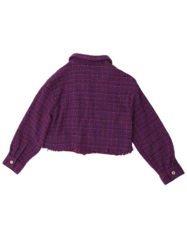 Giubbotto bomber corto Zara per ragazze 11-12 anni in cotone a quadri viola