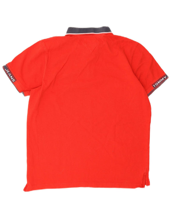 Tommy Hilfiger Mens Rugby Polo Shirt XL Red Cotton