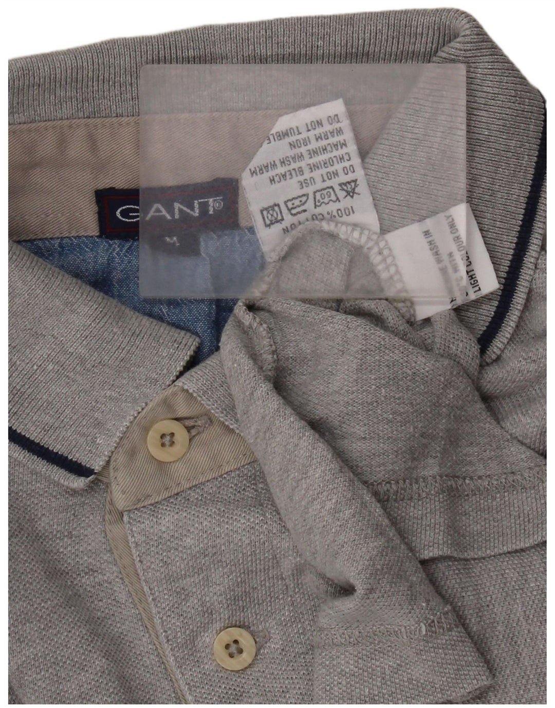 Polo da uomo Gant in cotone a righe grigio medio
