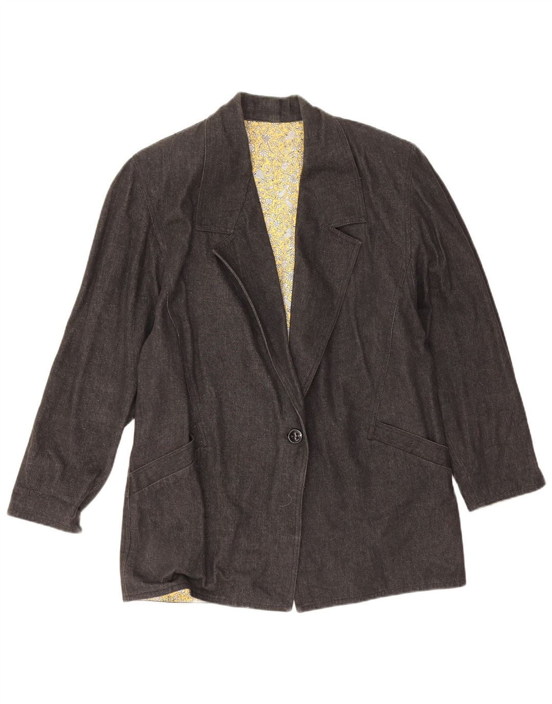 Giacca blazer vintage da donna a 1 bottone UK 16 grande grigia