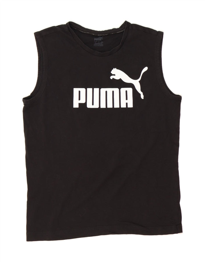 PUMA Womens Graphic Vest Top UK 14 Medium Black Vintage Puma and Second-Hand Puma from Messina Hembry 