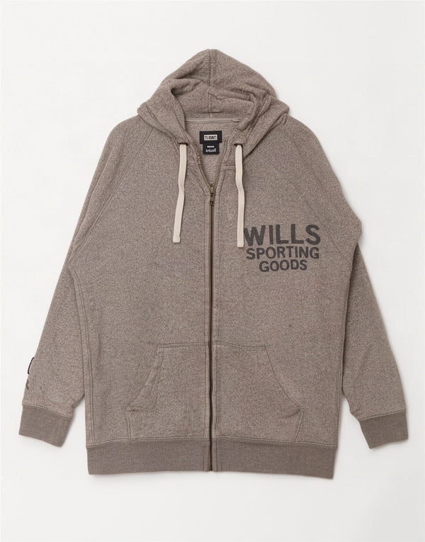 Maglione con cappuccio con zip grafica da donna Jack Wills UK 8 piccolo cotone chiazzato grigio