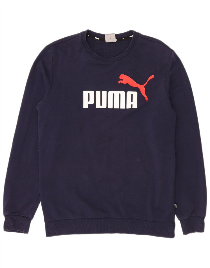 Felpa grafica da uomo Adidas piccola in cotone blu navy