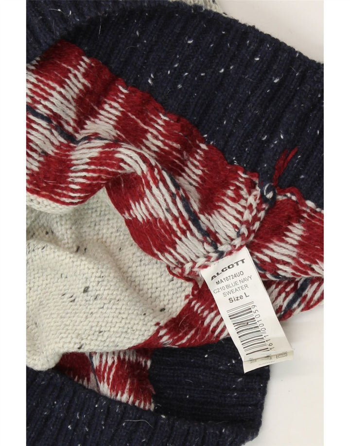 Maglione da uomo con scollo a barca Alcott, lana Fair Isle grigia grande