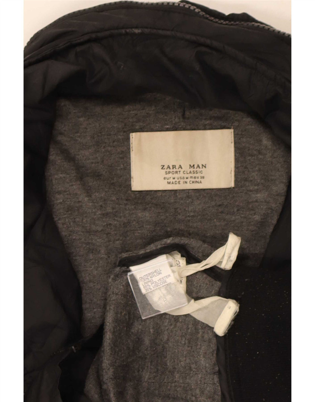 Giubbotto bomber con cappuccio da uomo Zara UK 38 nylon nero medio