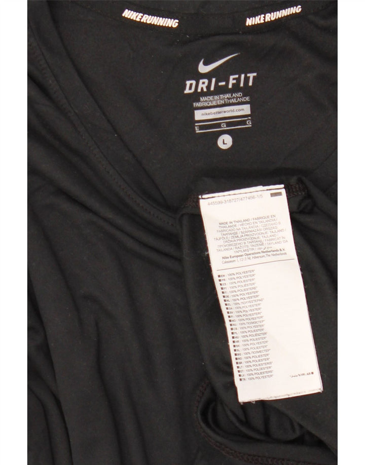 Nike Dri Fit Top da donna a manica lunga UK 16 Large Nero Poliestere