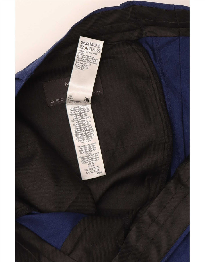 Pantaloni da abito slim da uomo Marks & Spencer W30 L29 blu navy in viscosa