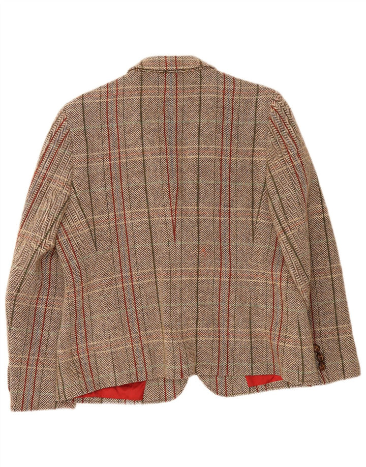 Giacca blazer da donna a 1 bottone Basler UK 16 grande lana vergine scozzese beige