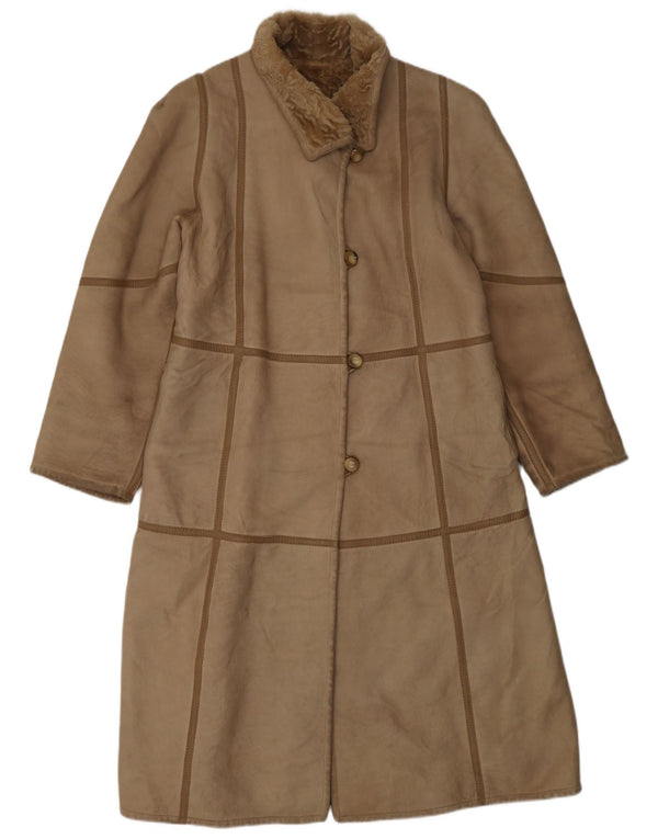 Cappotto in shearling da donna VINTAGE UK 10 piccolo beige
