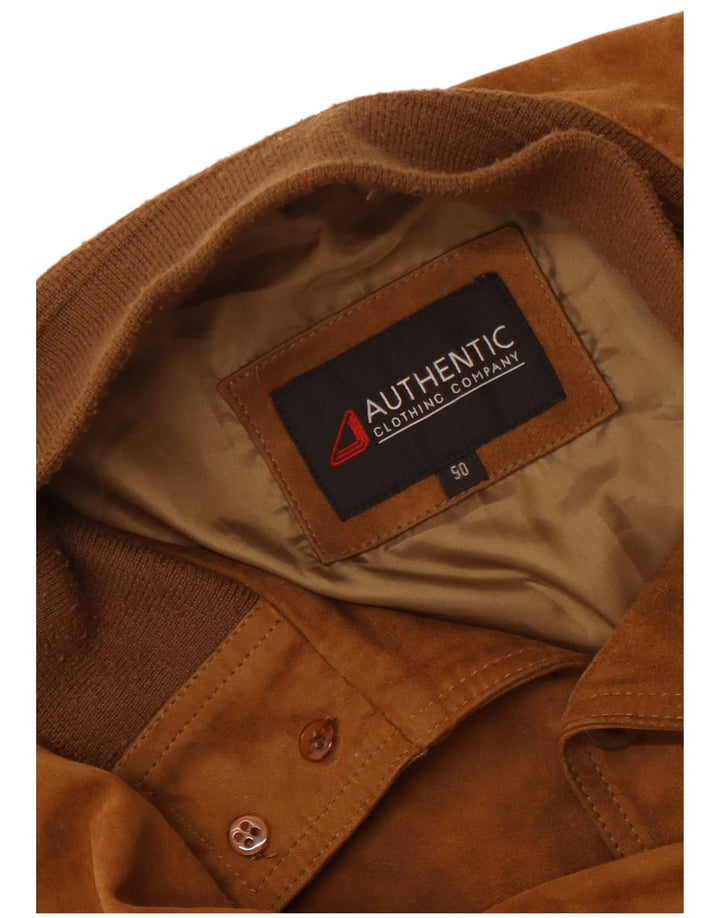 Giubbotto bomber in pelle scamosciata da uomo VINTAGE IT 50 Large in pelle beige