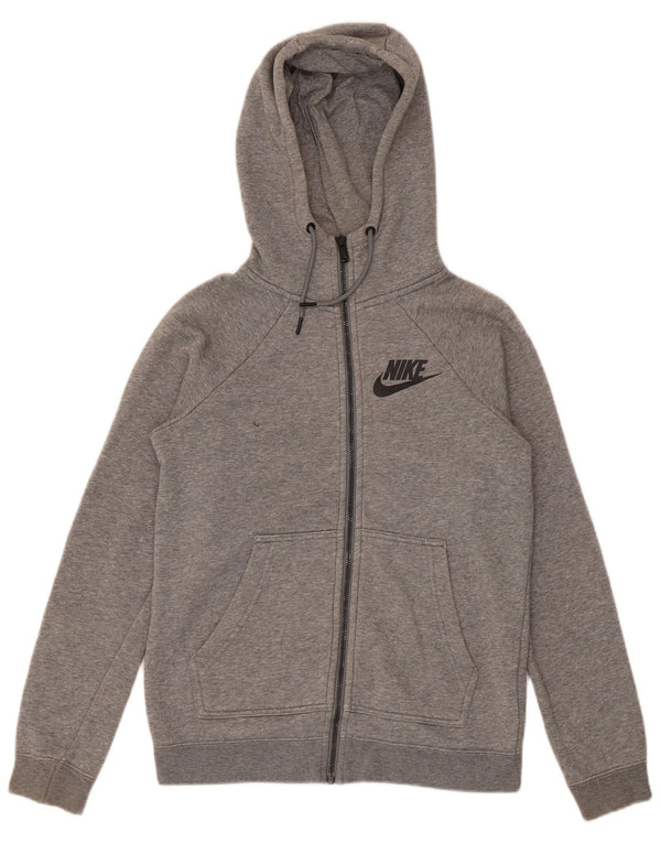 Felpa con cappuccio e zip Nike da donna, vestibilità ampia, UK 4 XS, cotone chiazzato grigio