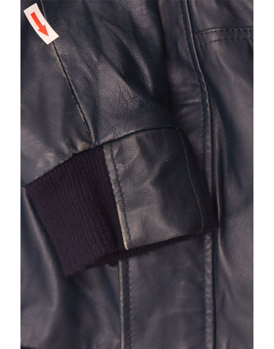 Giacca in pelle con cappuccio da donna VINTAGE UK 14 grande in pelle blu navy