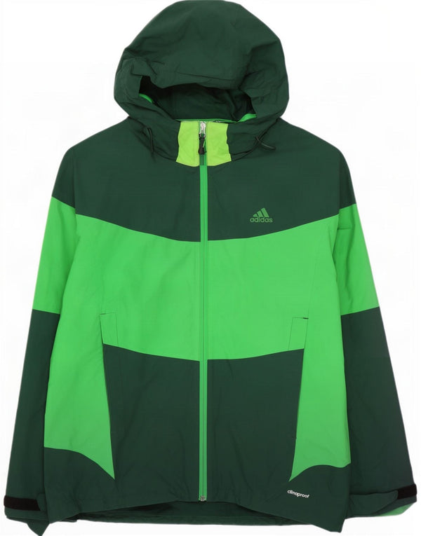 Adidas Giacca antipioggia da uomo Clima Proof con cappuccio UK 44 2XL Verde Colourblock