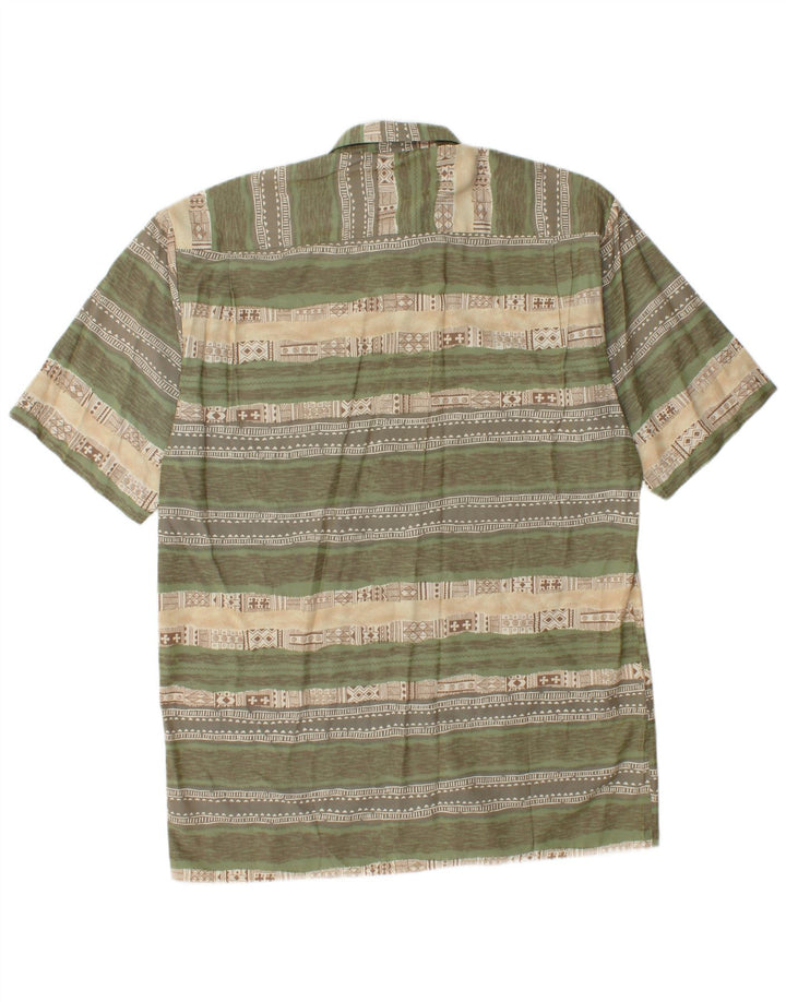 Camicia vintage da uomo a maniche corte a righe verdi grandi