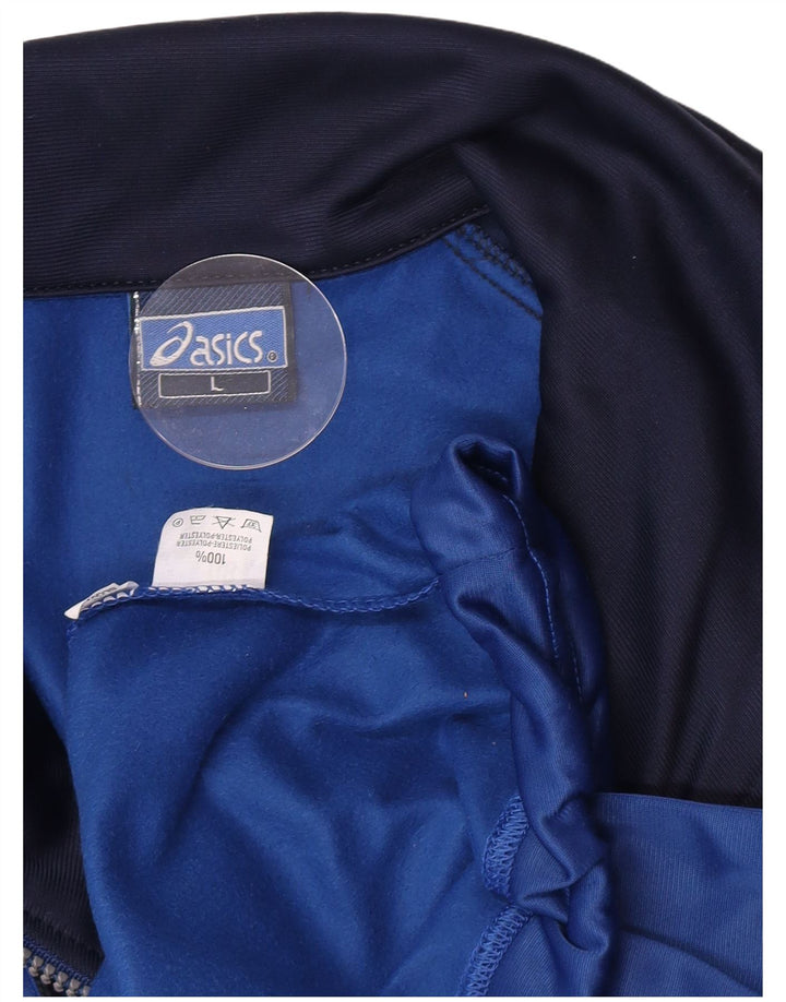 Asics - Giacca da uomo con grafica grafica, giacca grande, in poliestere color block blu