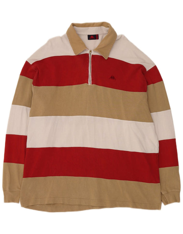 Polo Rugby Kappa Uomo Manica Lunga 2XL Cotone a Righe Multicolore
