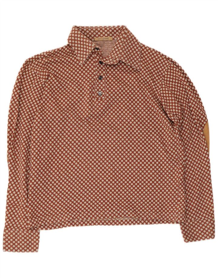 Camicia pullover da donna Daniele Alessandrini UK 16 Large Marrone geometrica