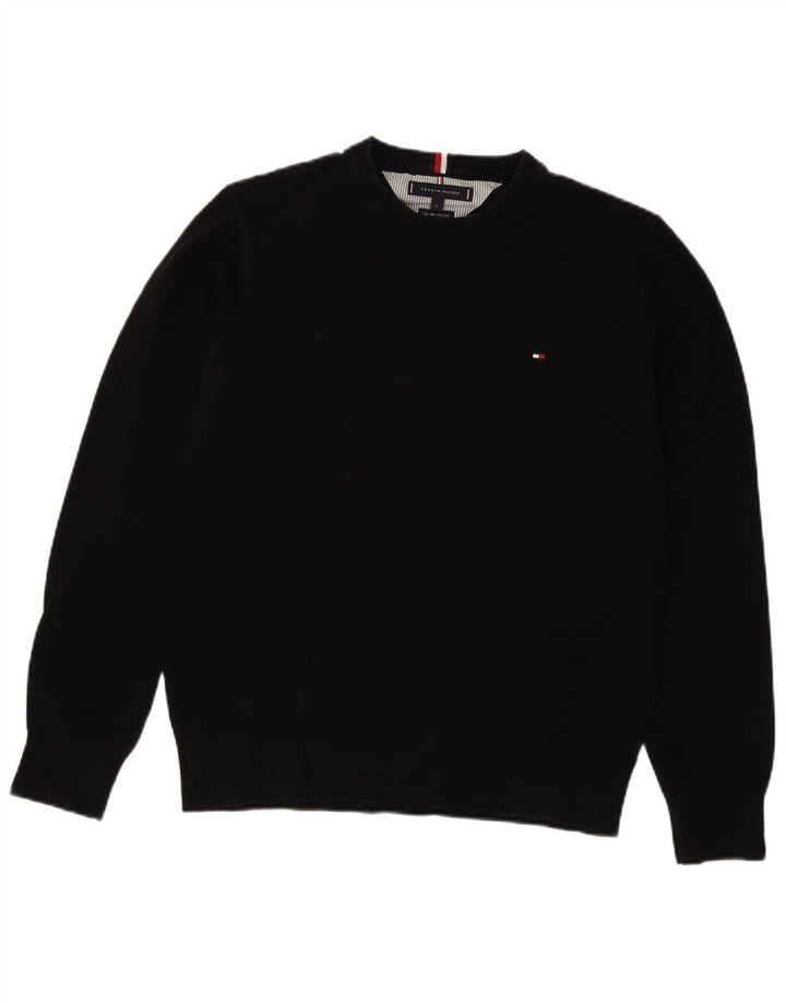 TOMMY HILFIGER Felpa da uomo Maglione grande cotone nero