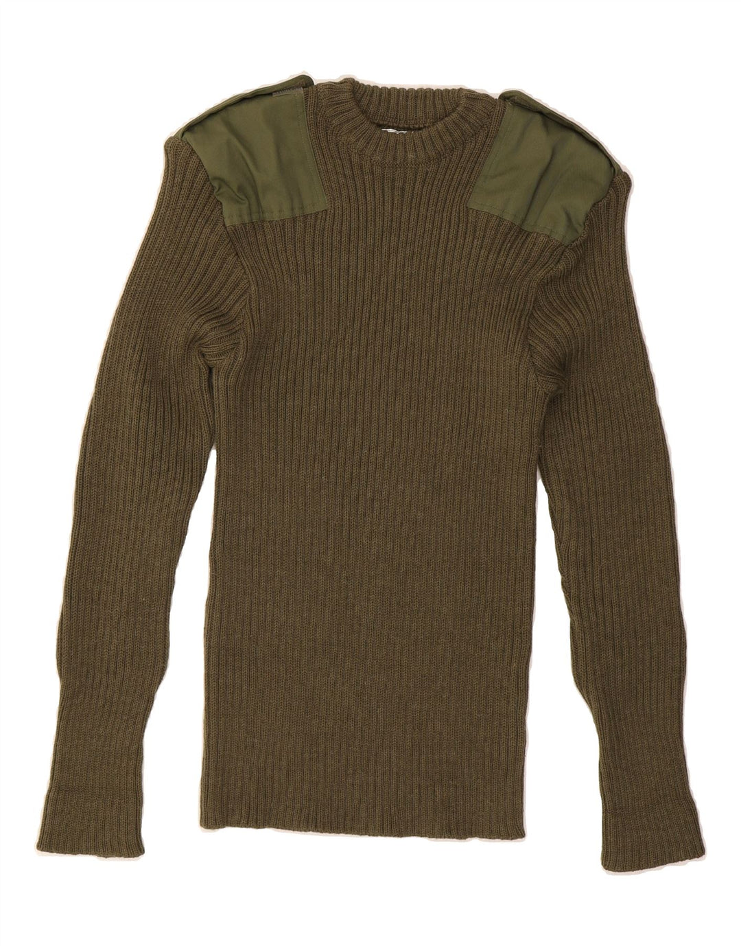 VINTAGE Womens Crew Neck Jumper Sweater UK 14 Medium Khaki Vintage Vintage and Second-Hand Vintage from Messina Hembry 
