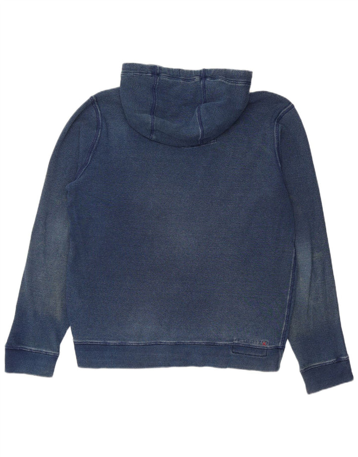 FAT FACE Maglione con cappuccio e zip da uomo in cotone blu navy medio