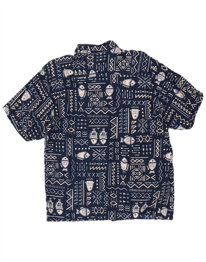 Camicia a maniche corte da uomo Forester Large in rayon blu navy