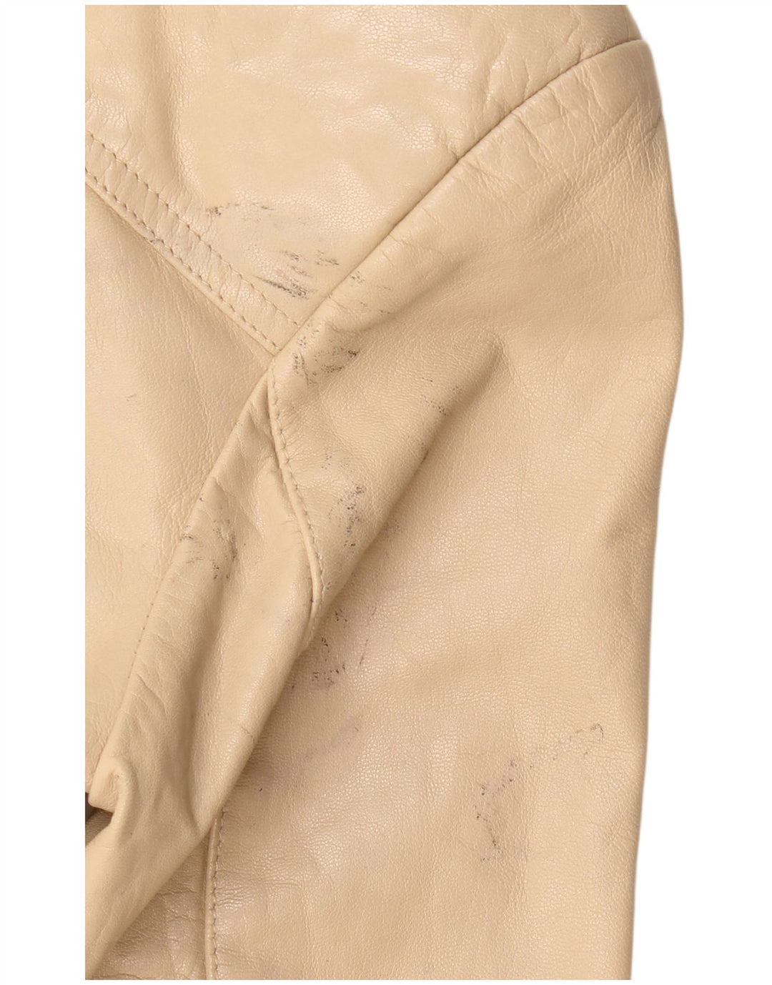 Giacca blazer in pelle da donna a 4 bottoni VINTAGE IT 36 XS in pelle beige