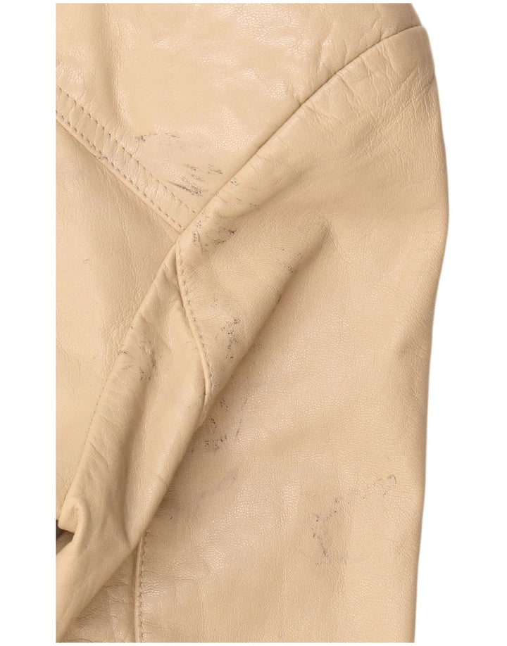 Giacca blazer in pelle da donna a 4 bottoni VINTAGE IT 36 XS in pelle beige