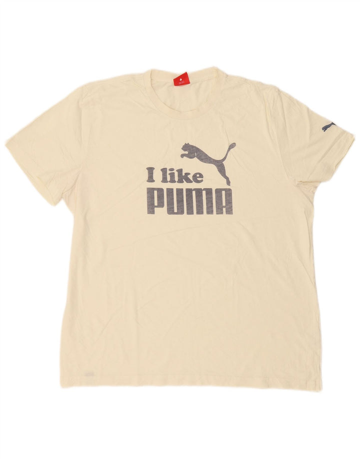 T-shirt grafica da uomo Puma Top XL bianco sporco