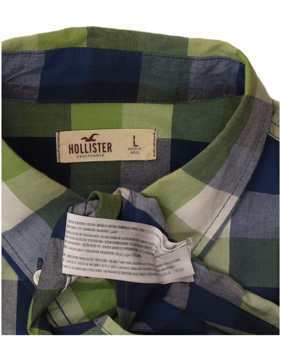 Camicia Hollister da uomo grande in cotone a quadri multicolore