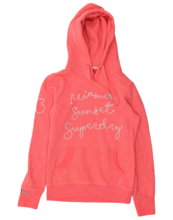 Felpa con cappuccio oversize grafica da donna Superdry UK 2 2XS cotone rosa
